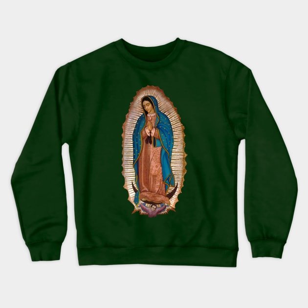 Our Lady of Guadalupe (transparent background design) Crewneck Sweatshirt by Brasilia Catholic